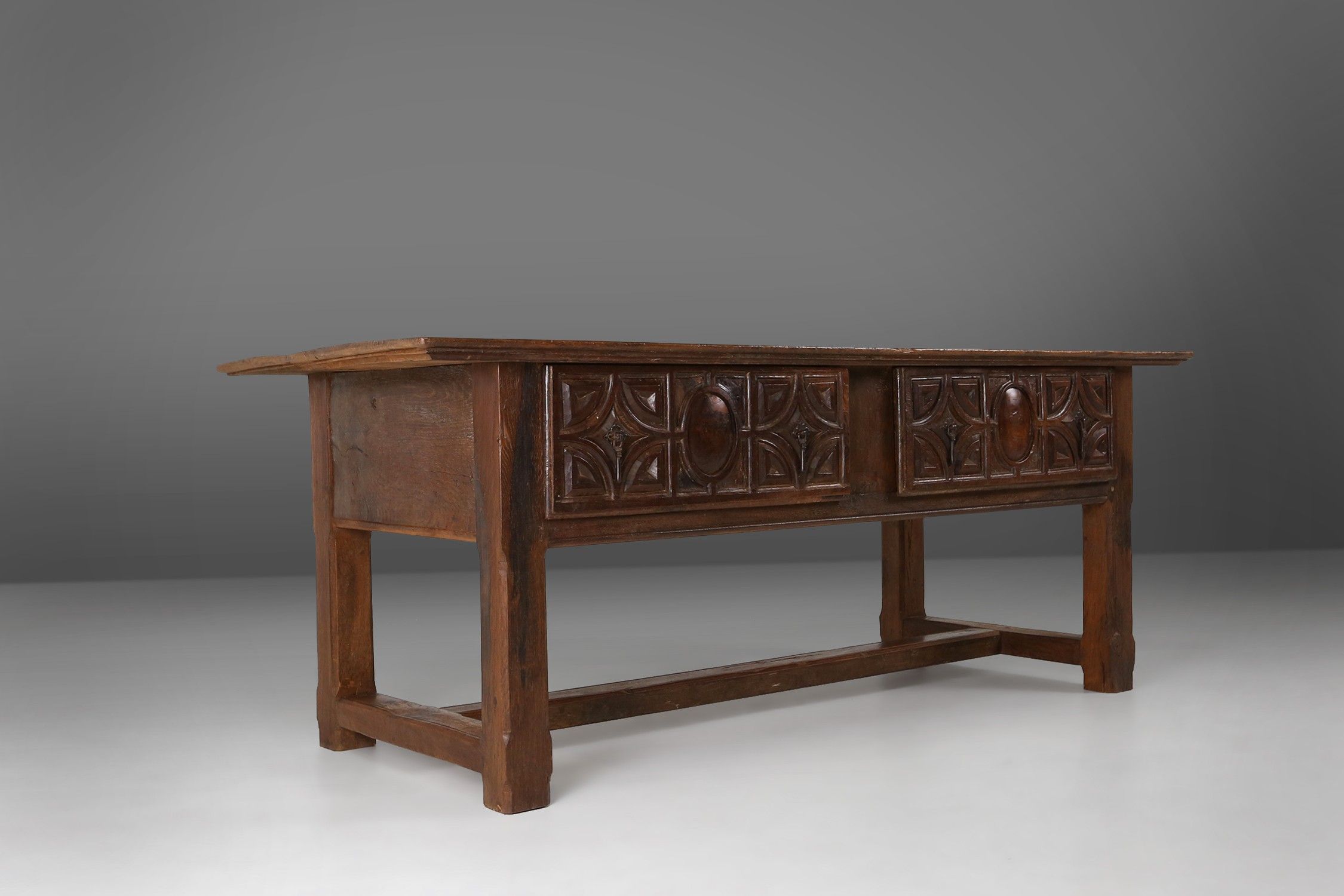 Antique Spanish Console Table in carved Oak, 18th Centurythumbnail